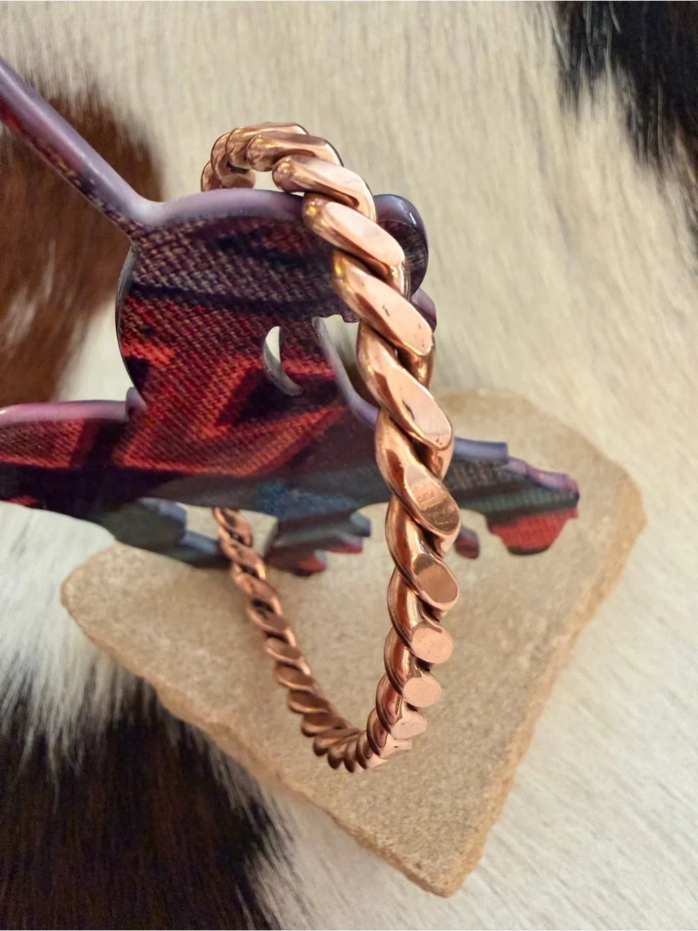 ❤️ UNISEX Native American Artisan Copper Braided Cuff ADJ 15.9 Grams New Mexico